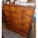 Victorian mahogany chest of drawers (2 over 3) with bun handles on platform base