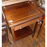 Edwardian inlaid mahogany occasional table with single drawer and undertier