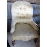 Victorian upholstered button back and spoon back nursing chair