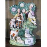 Early 19th c. Staffordshire Walton type figural group of musicians and sheep