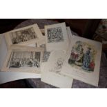 Folio of 12 various prints, inc. three Judaic subjects. Together with 28 prints after Detmold,