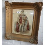 19th c. hand coloured and overpainted print portrait full length of the Duke of Wellington with