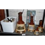 Graduated set of Wade Bells Whisky decanters and collection of miniature spirits