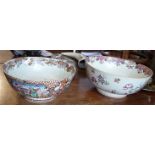 Two antique Chinese porcelain bowls, largest 26cm diameter (A/F)