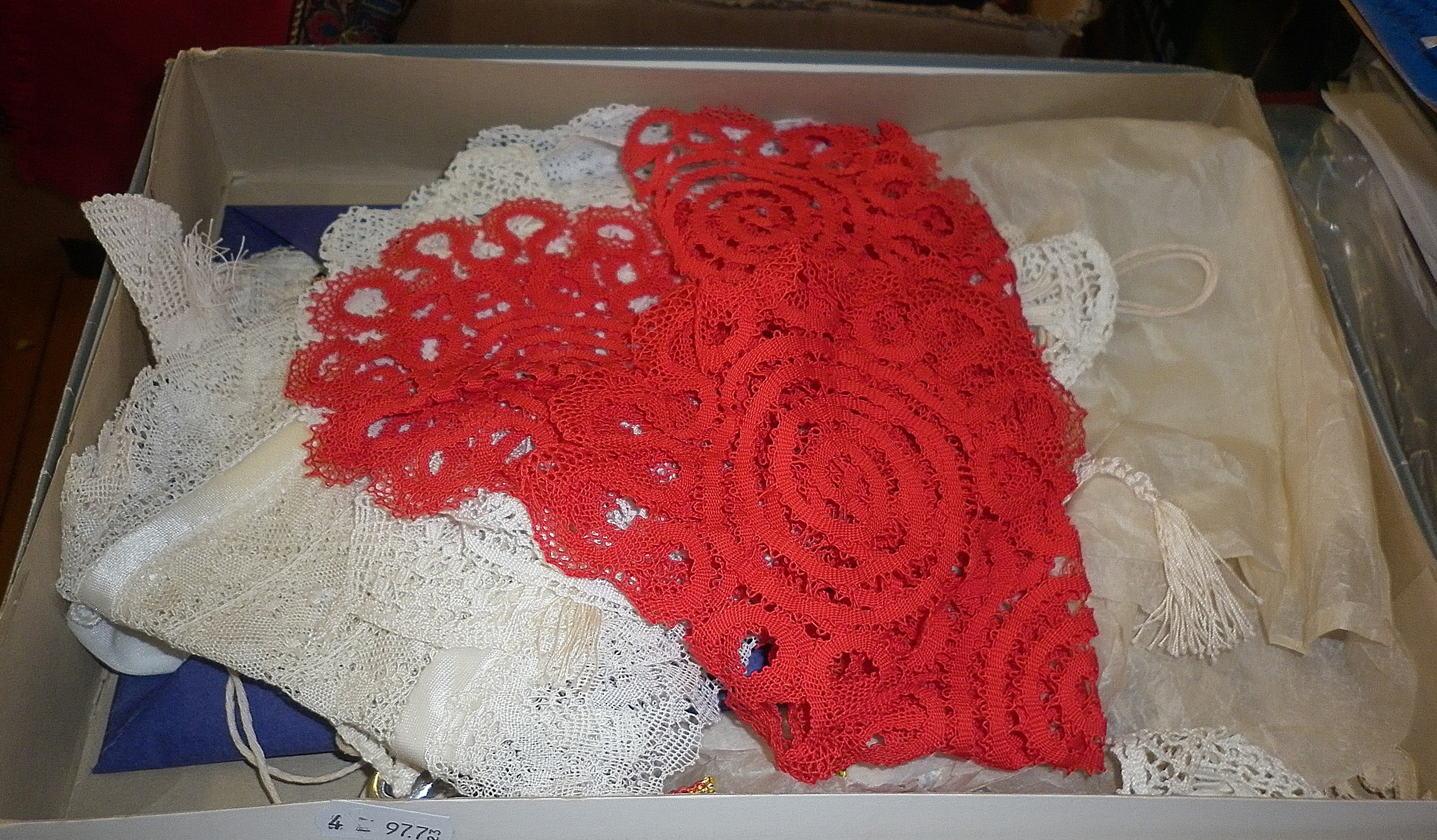 Large quantity of lacemaking accessories, inc. bobbins, cottons, patterns, materials and pillows - Image 3 of 3