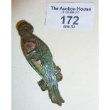 Antiquity: Roman bronze and enamel bird (parakeet?) fibula brooch. Approx. 7.5cm high