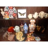 Assorted china etc., inc. Chinese counters and plaster wall plaque