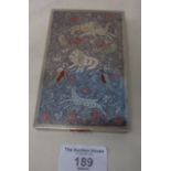 White metal and enamel Indo-Persian engraved cigarette or card case. Decorated with lions, tigers,