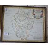 A Robert Morden hand-coloured map of Bedfordshire