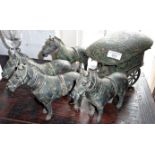 Chinese ceremonial bronze wagon and four horses