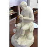 Late 19th c. Parian figure of shepherd with dog