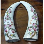 Pair of Chinese decorated porcelain tusks, 30cm