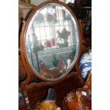 Edwardian mahogany framed oval dressing table mirror