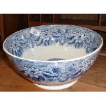 Early English blue and white pearlware bowl, 11" diameter