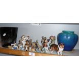 Quantity of Wade china figures, inc. Disney dogs and cats, two Hummel figures, etc.