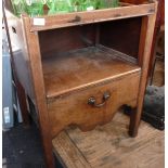 Georgian mahogany tray top commode with sliding top on square legs