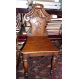 Victorian shield back oak hall chair