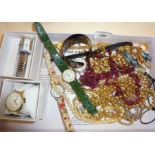Assorted costume jewellery and wrist watches