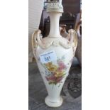 Royal Worcester vase with swagged two-handled vase and pierced top, 10" tall, green printed mark
