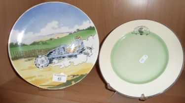 Early French motoring china plate together with a rare early Caravan Club plate made by Palissy