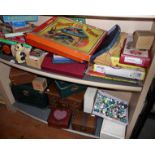 Assorted board and card games, together with marbles and assorted vintage jewellery boxes and