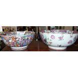 Two antique Chinese porcelain bowls, largest 26cm diameter (A/F)