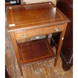 Edwardian inlaid mahogany occasional table with single drawer and undertier