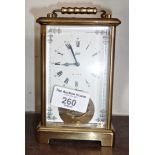 A Shatz brass 8-day carriage clock