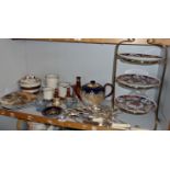 Large Royal Doulton stoneware tea pot and other chinaware with quantity of silver-plated cutlery