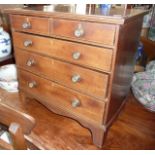 Edwardian mahogany small chest of five drawers on bracket feet, 21"wide x 12"deep x 21" high