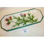 Wemyss Ware pottery pen tray decorated with thistles. Approx. 24cm long. Few chips under rim and