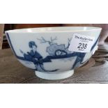 Chinese blue & white figures bowl, 6 character marks, 15cm diameter