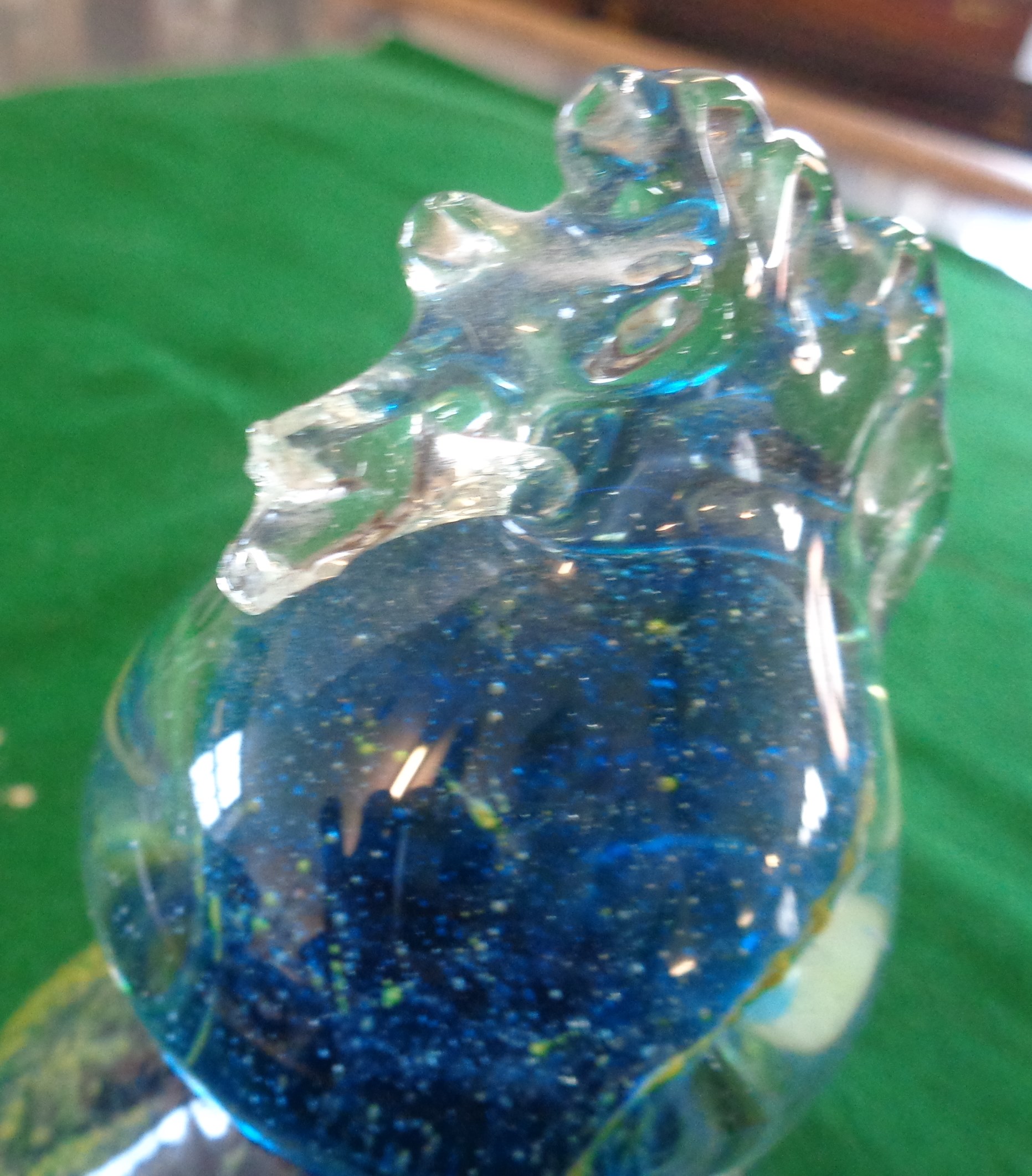 Two Mdina glass sea horse paperweights, pair of blue glass goblets and another glass item - Image 3 of 3