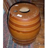 Salt glazed stoneware wine barrel seat