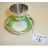 Hukin & Heath silver plated egg cup on Royal Doulton saucer - a Christopher Dresser design, marked
