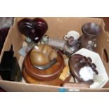 Assorted wooden bowls and boxes, etc.