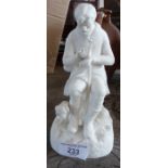 Late 19th c. Parian figure of shepherd with dog