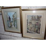 Two watercolours of continental town scenes by Irene Willett