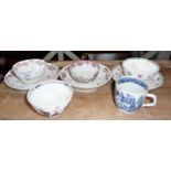 Assorted tea bowls (5) and three saucers