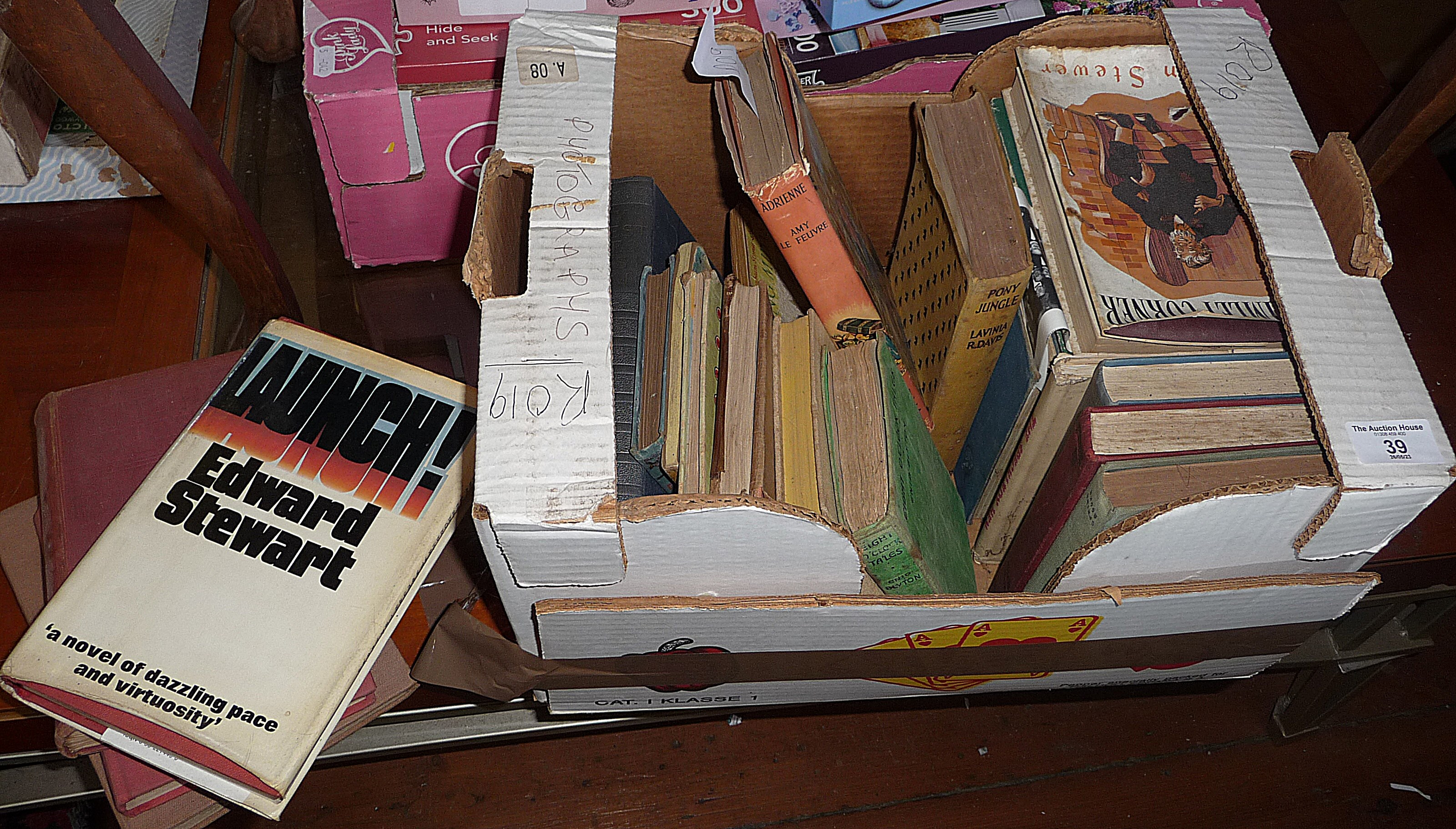 Box of assorted books