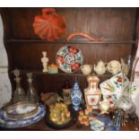 Assorted china etc., inc. Chinese counters and plaster wall plaque