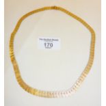 1970s 14ct gold textured modernist necklace. By a Finnish maker - EP?, approx 43cms long and 20g
