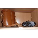 WW2 REL / Canada 1944 7 x 50 binoculars in leather case, broad arrow, good condition