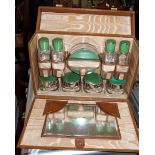 Art Deco travelling vanity set of pots and bottles for the dressing table, in leather case, 1920s/