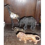 Four German Elastolin toy animals