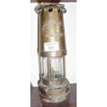 Antique brass miners lamp, makers E Thomas & Williams Ltd