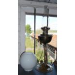 Art Nouveau brass oil lamp