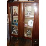 Edwardian inlaid mahogany two door china cabinet