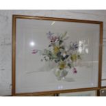 Large watercolour still life of flowers by Barbara Crowe, 20" x 27" image size