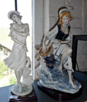 A Guiseppe Armani figure of a young woman in love and a large Edoardo Tasca Capodimonte porcelain